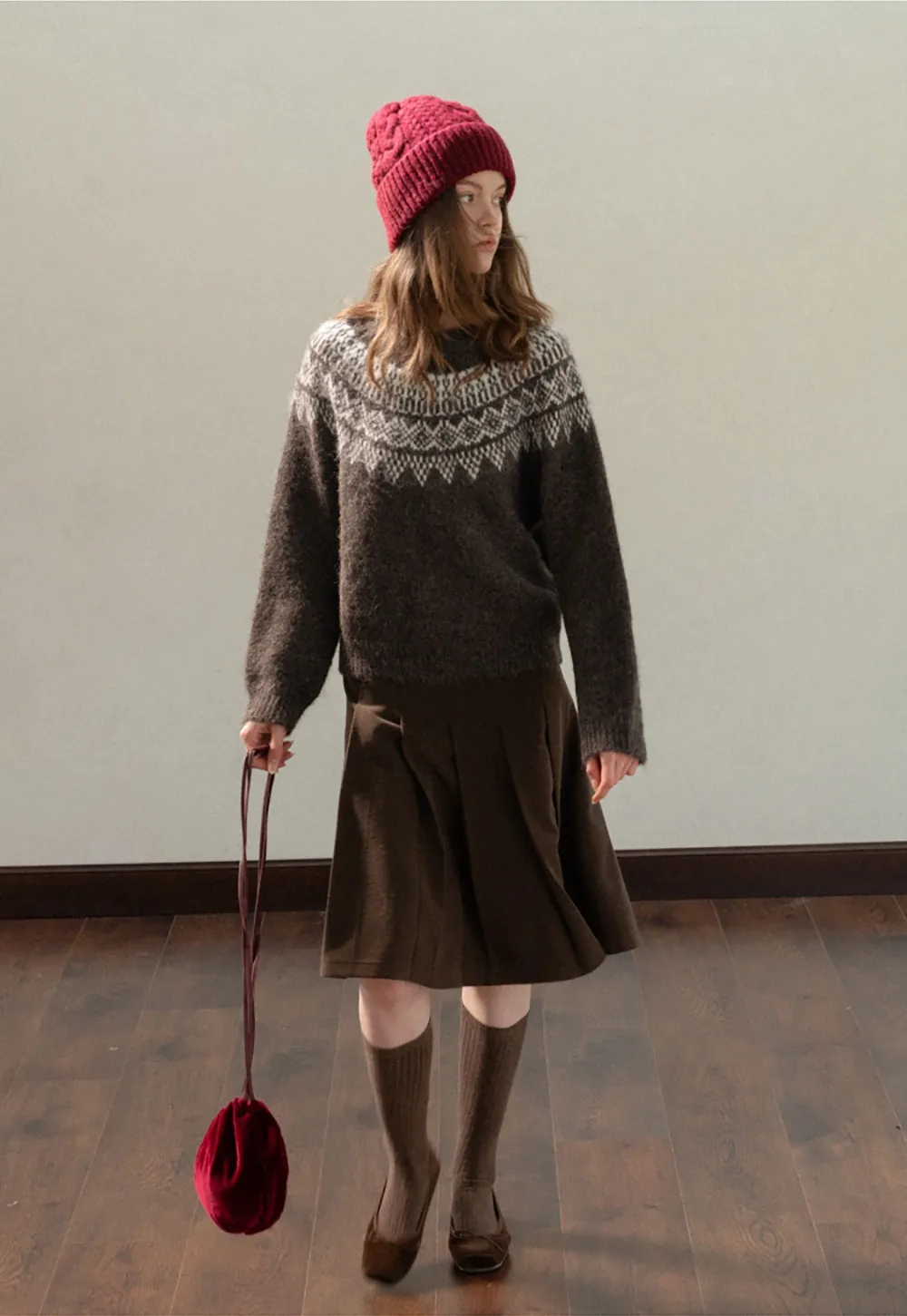 Women Warm Round Neck Nordic Style Sweater