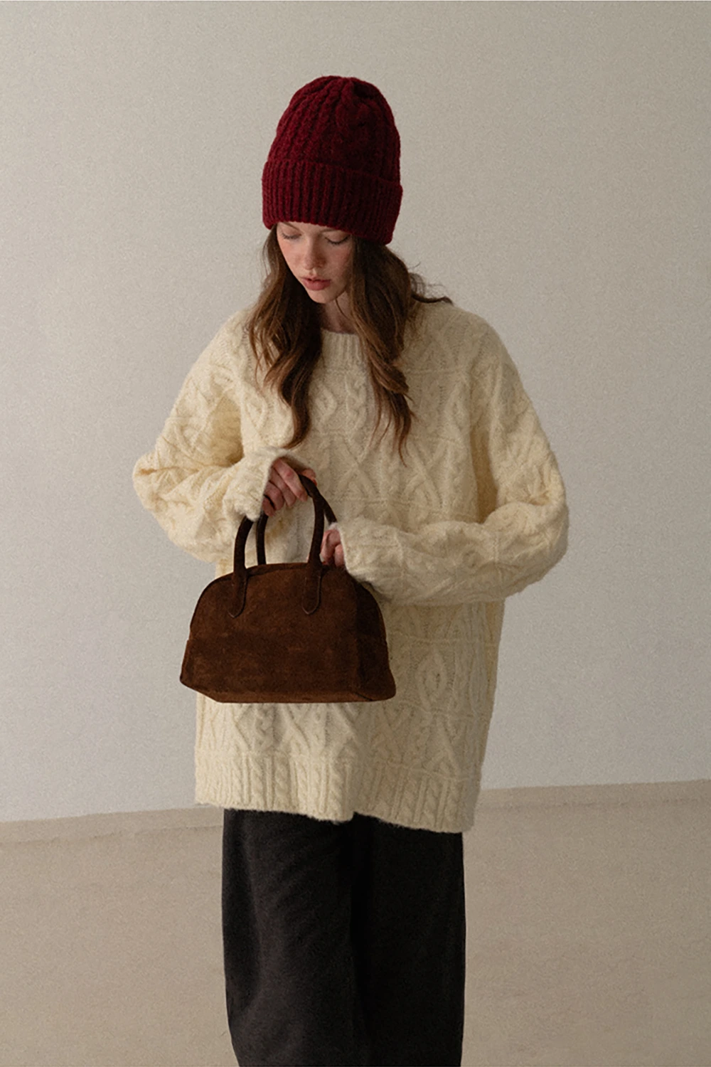 Cable Knit Diamond Pattern Sweater