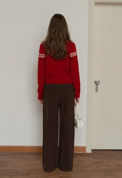 Pleated Wide-Leg Corduroy Pants