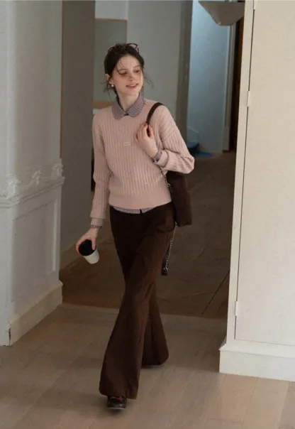 Women Classic Gingham Checkered Button-Up Shirt