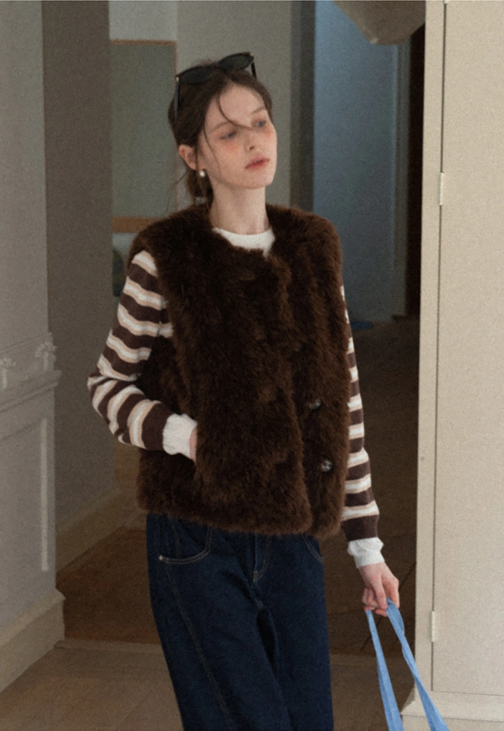 Elegant Faux Fur Vest with Buttons