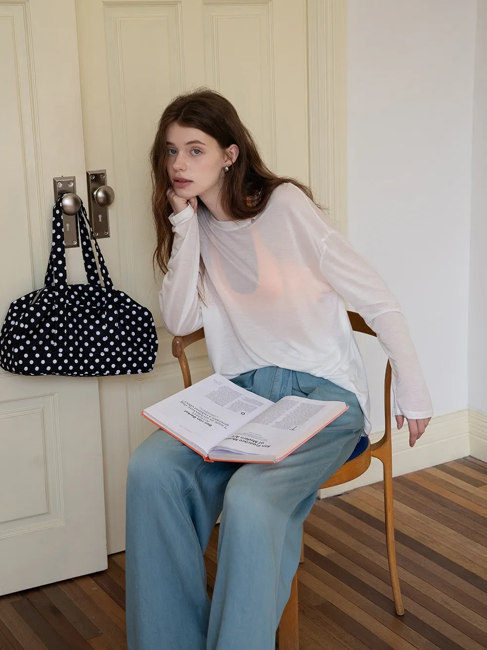 Relaxed Pleated Wide-Leg Denim Trousers