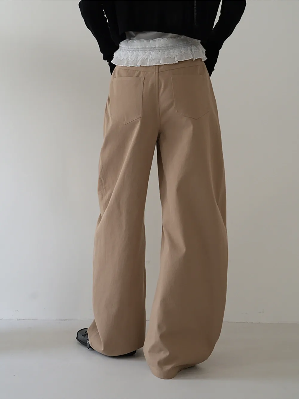 Wide-Leg Trousers with Braided Drawstring Detail