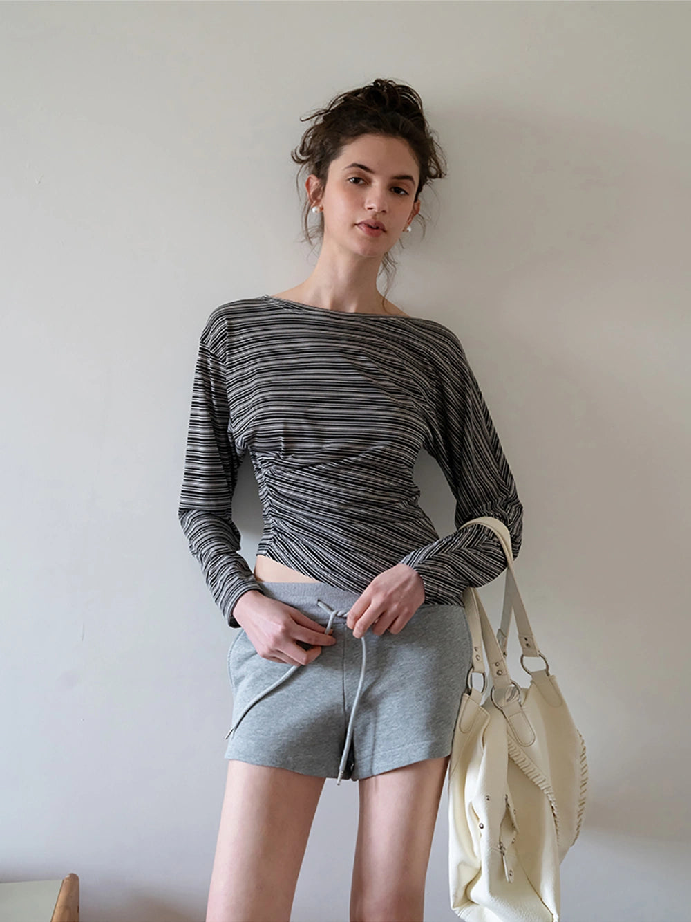 Striped Asymmetrical Long Sleeve Top