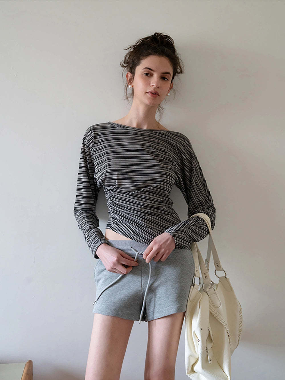 Striped Asymmetrical Long Sleeve Top