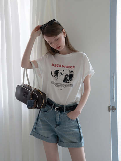 Cuffed Denim Shorts