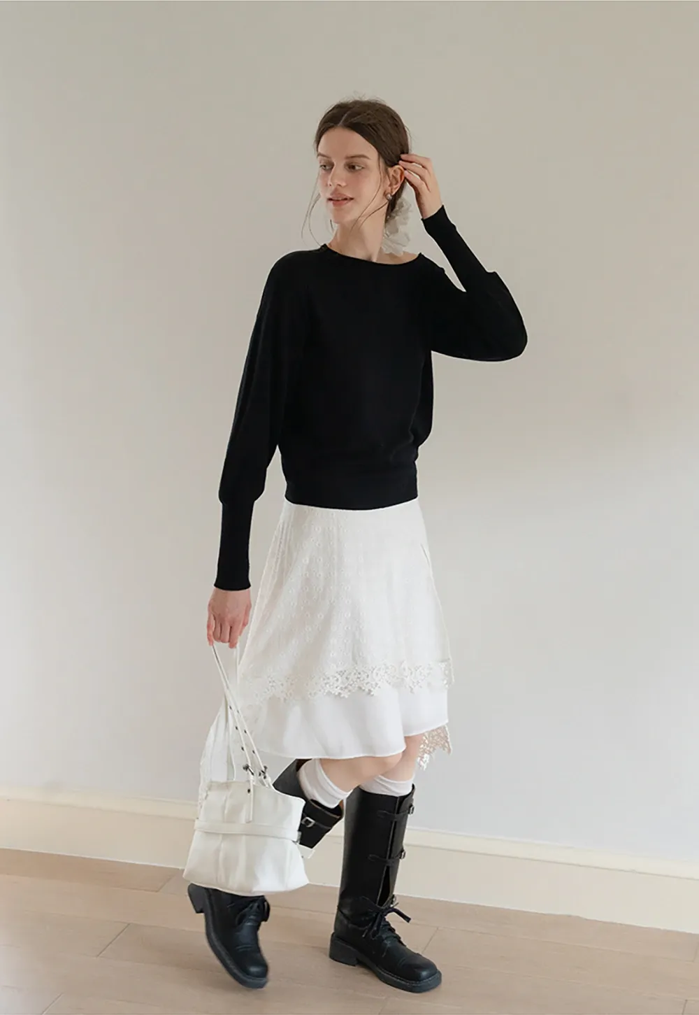 Women's One-Shoulder Long Sleeve Knit Top