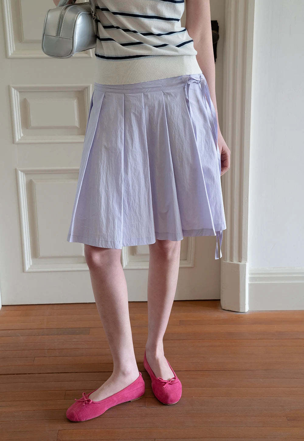 Women's Pleated Skirt with Side Ties