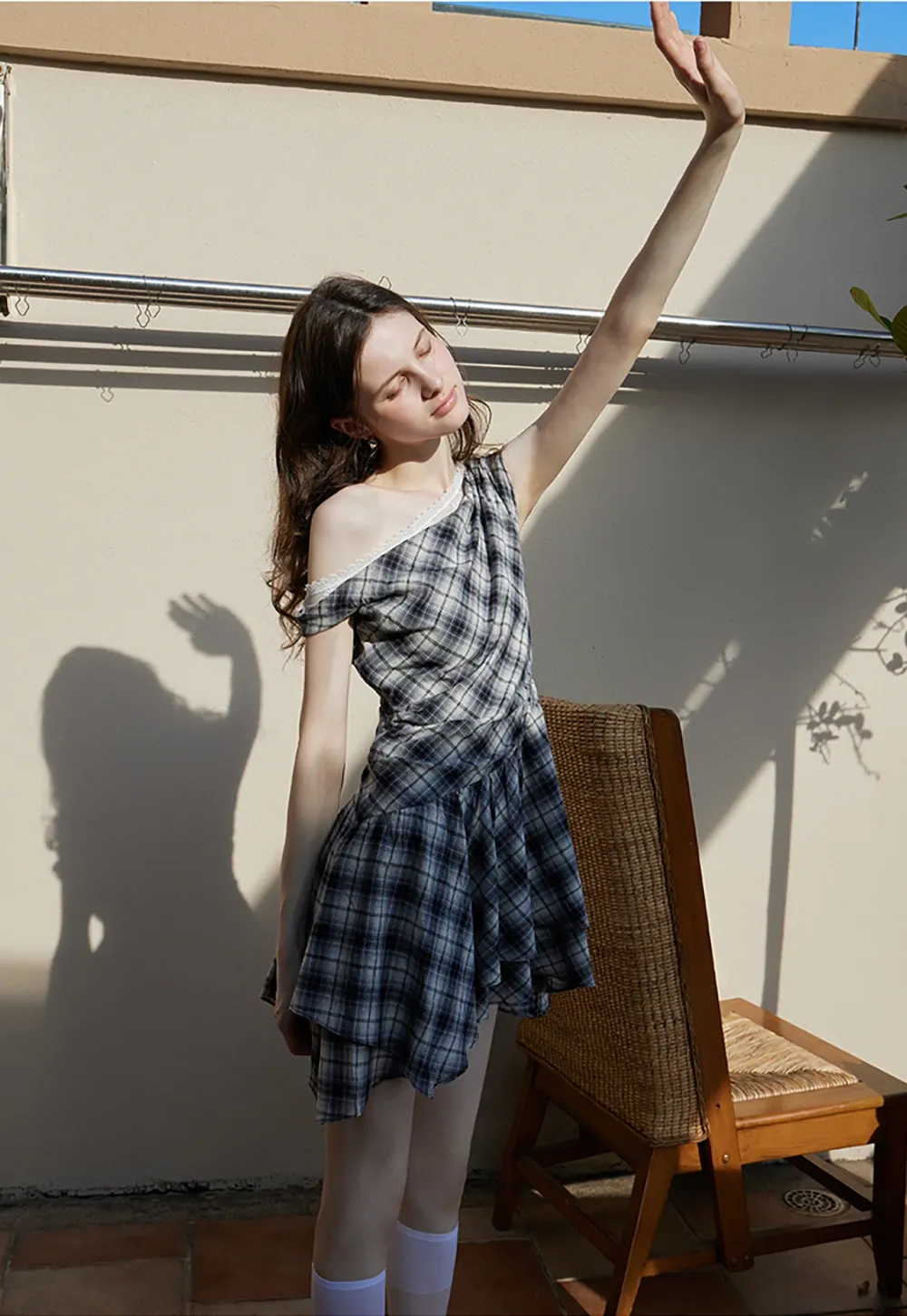 Women’s Off Shoulder Plaid Mini Dress