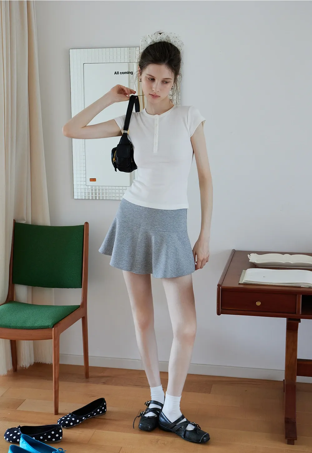 Basic Rib Knit Henley Tee for Women