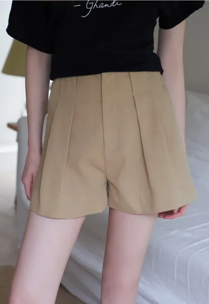 Women’s High-Waist Pleated Tailored Shorts