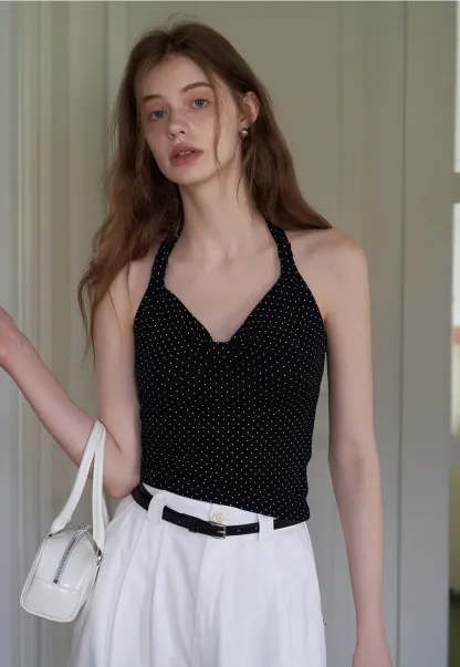 Women’s Polka Dot Halter Crop Top
