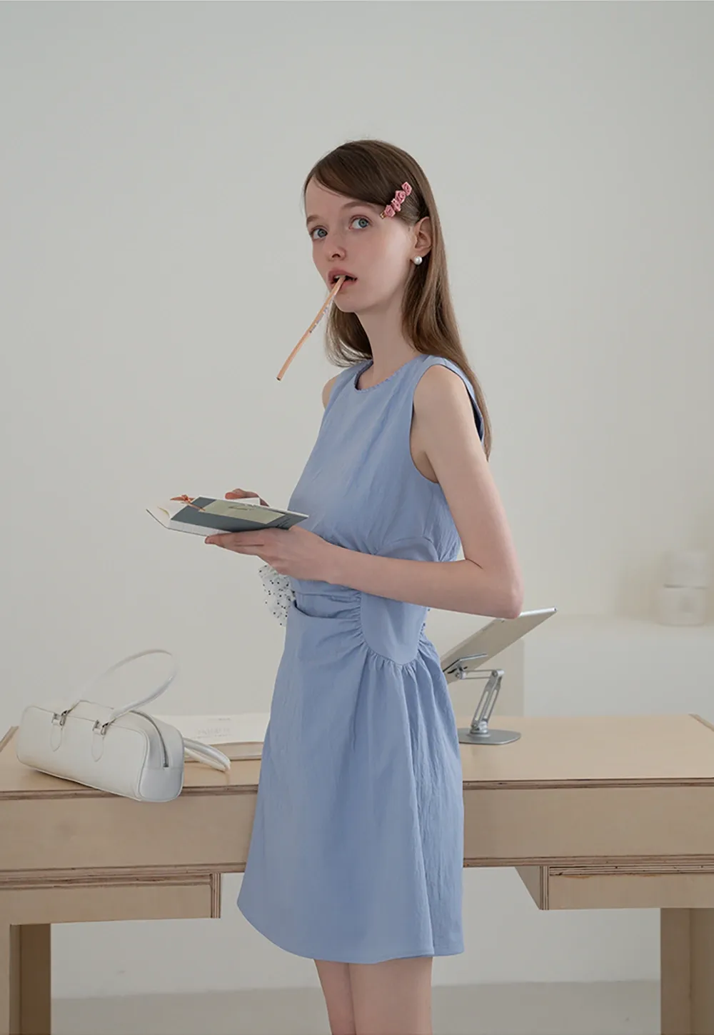 Sleeveless Ruched Waist A-Line Mini Dress