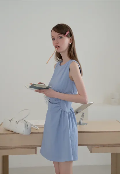 Sleeveless Ruched Waist A-Line Mini Dress