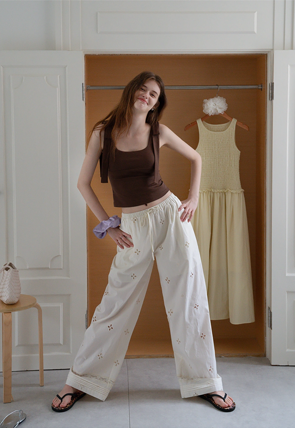 Women’s Square Neck Tie-Strap Knit Tank