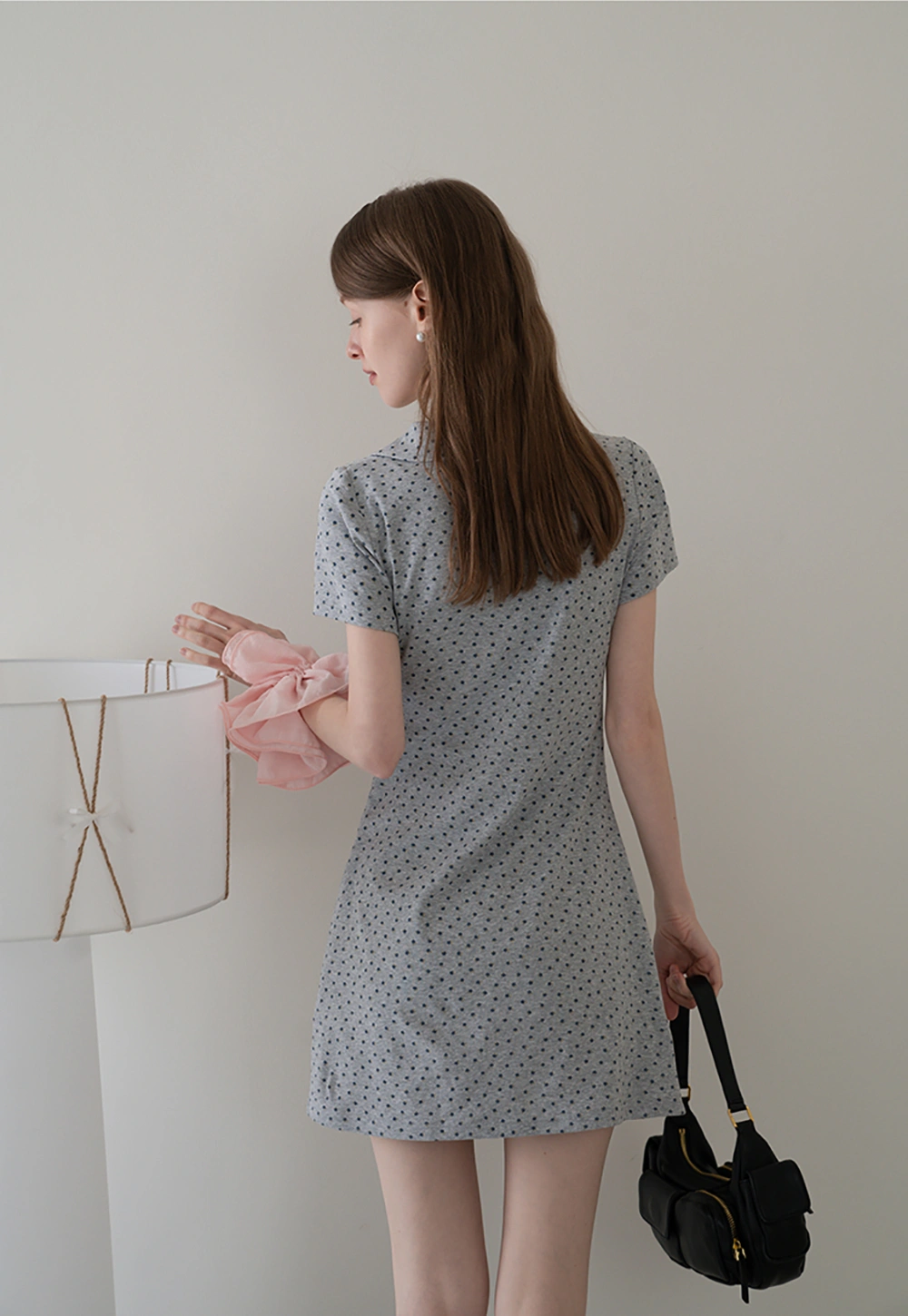 Collared Ruched Mini Dress