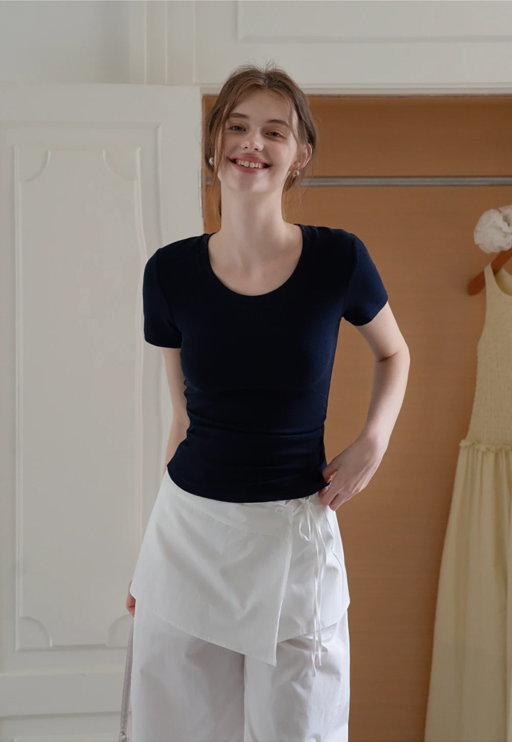 Ruched Slim Fit Short Sleeve Tee