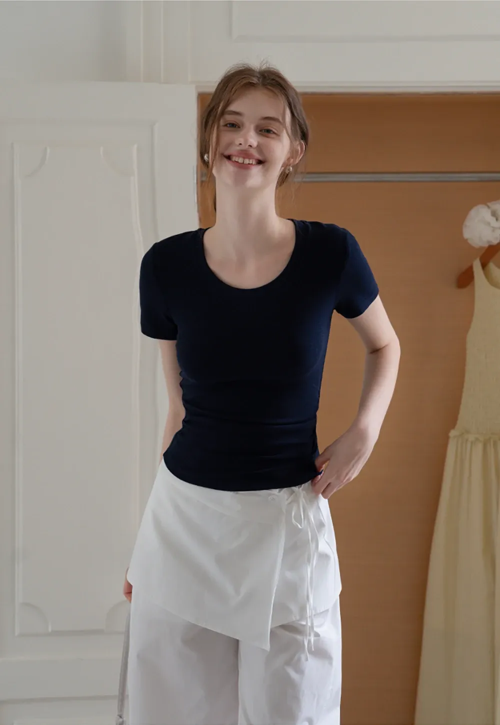 Ruched Slim Fit Short Sleeve Tee