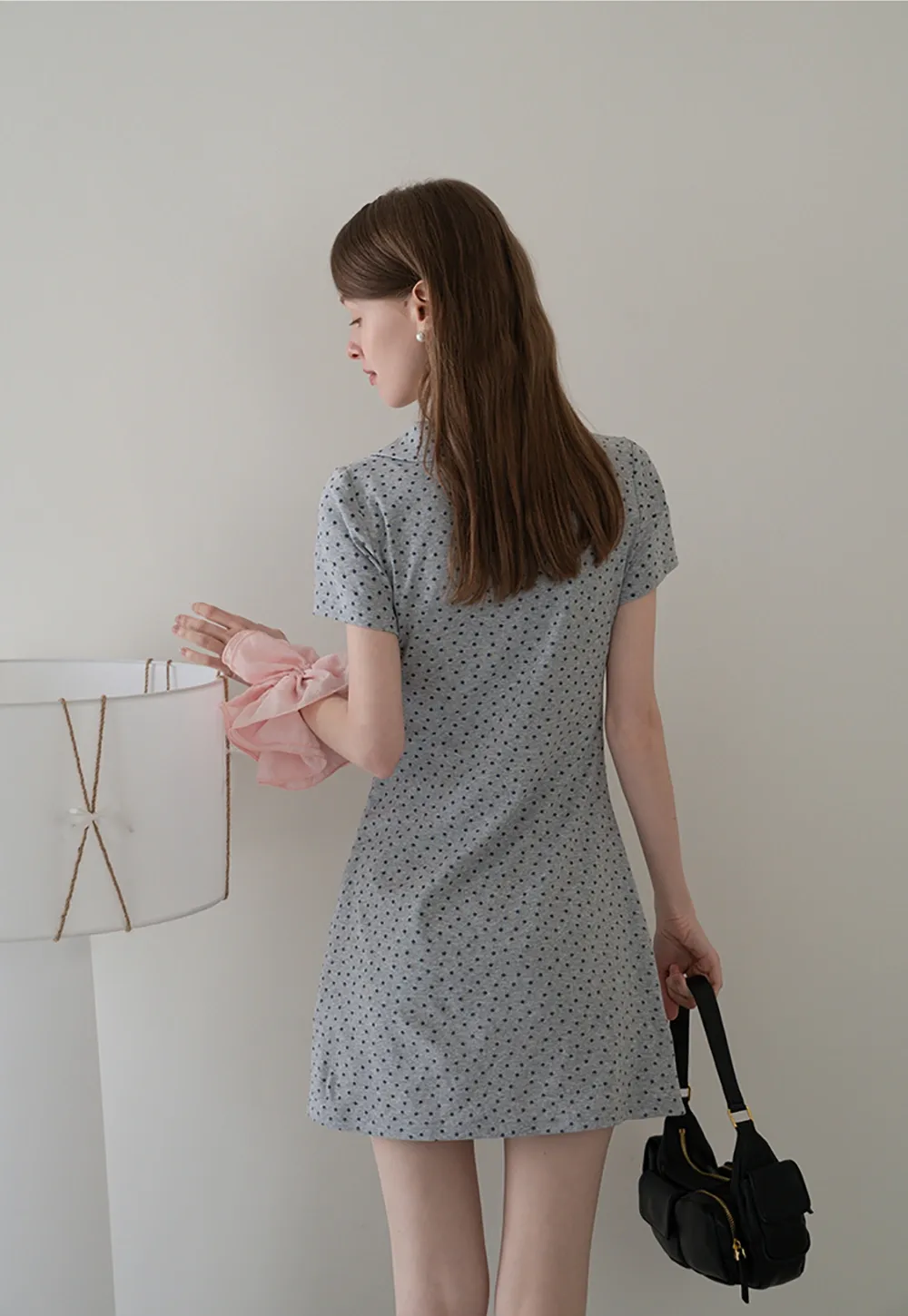 Collared Ruched Mini Dress