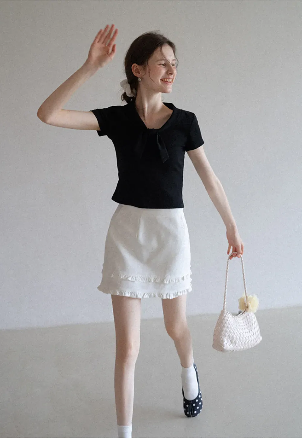 Ruffled Hem A-Line Mini Skirt