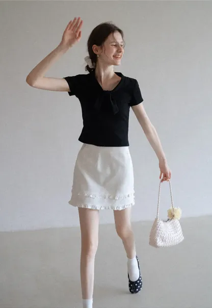 Ruffled Hem A-Line Mini Skirt