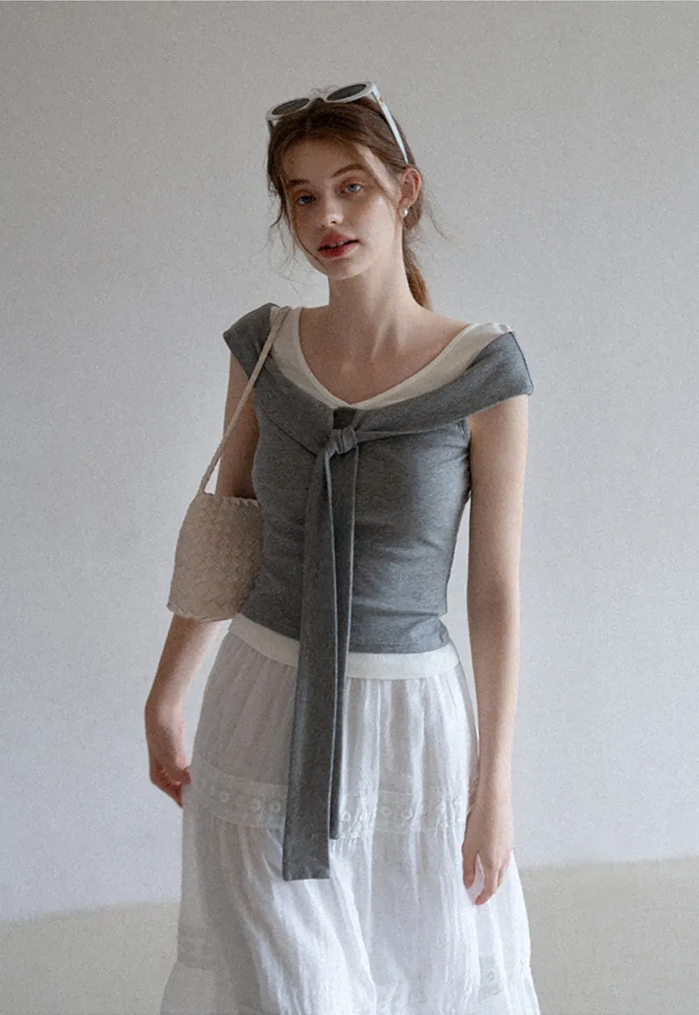 Layered Look Knit Tank with Back Tie