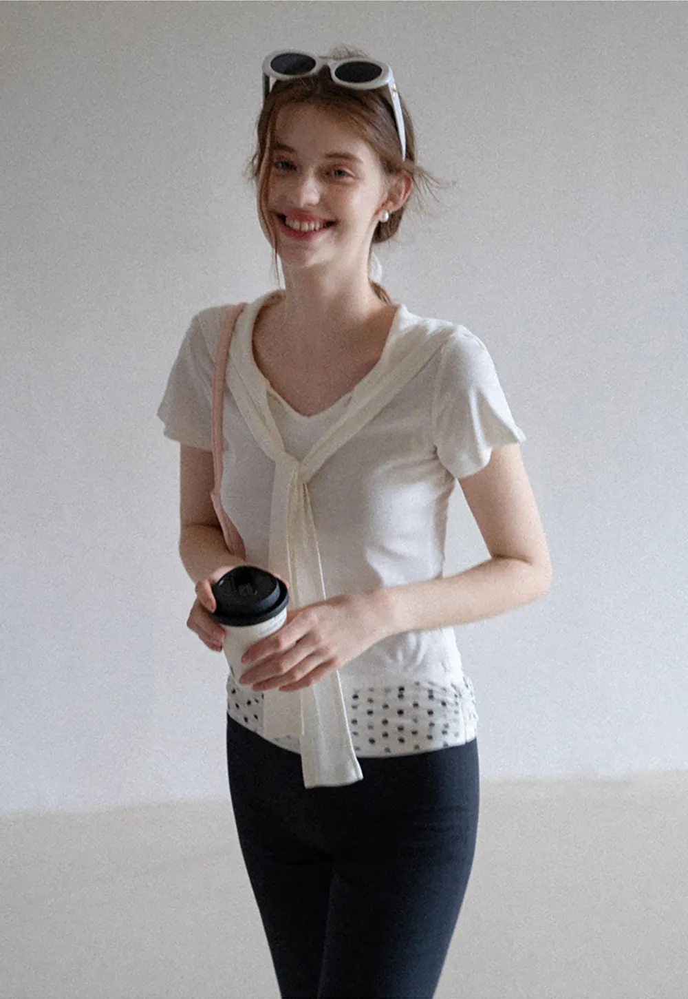 Mock Tie Cape Short Sleeve T-Shirt