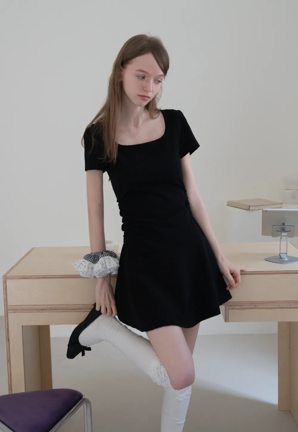 Women's Square Neck Fit and Flare Mini Dress