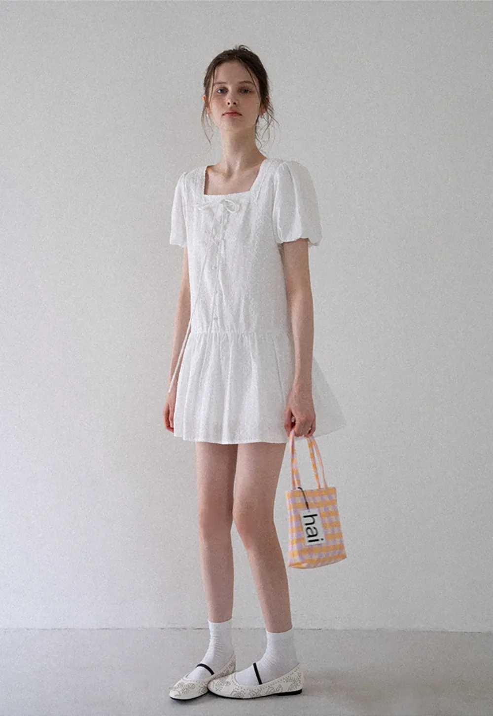 Square-Neck Lace Babydoll Dress