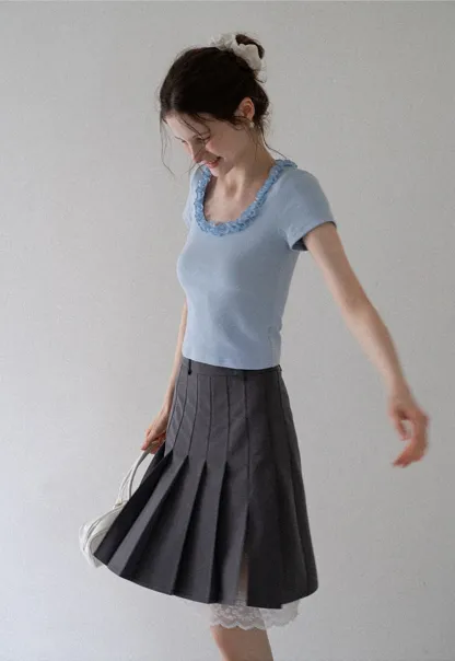 Women's Ruffle-Trim Scoopneck Tee