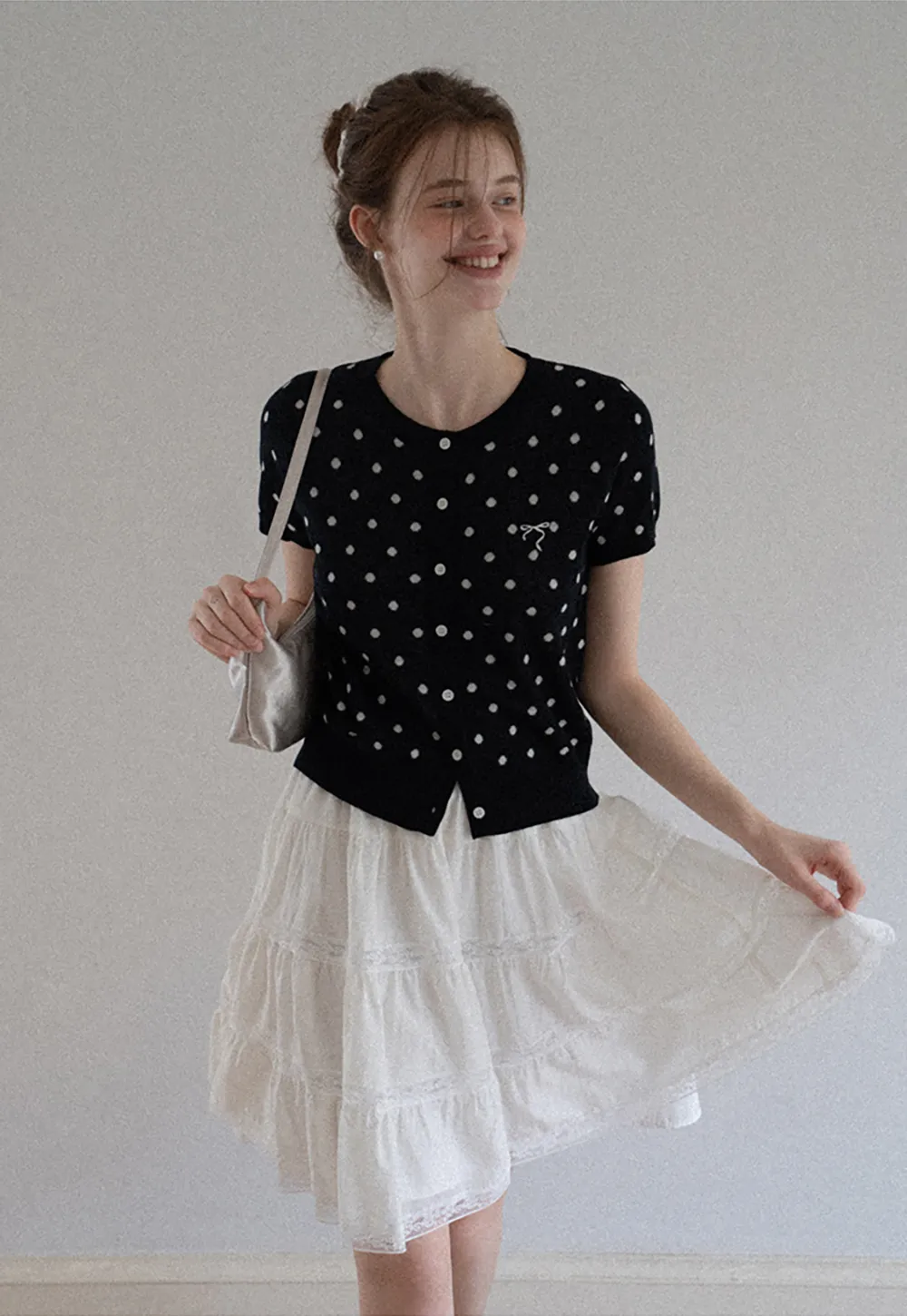 Women's Ruched Button Front Knit Top