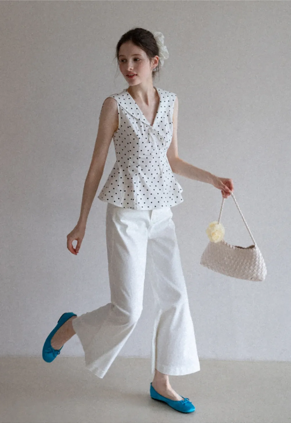 Women's Polka Dot Peplum Blouse