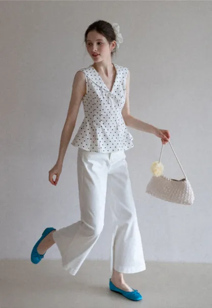 Women's Polka Dot Peplum Blouse