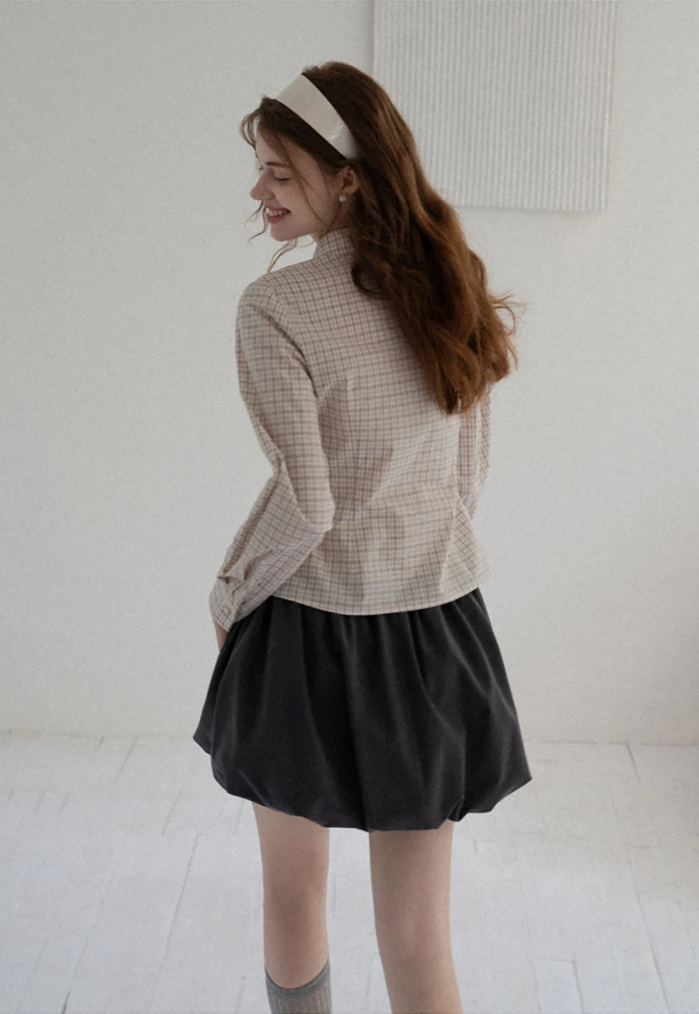 Drawstring Bubble Mini Skirt