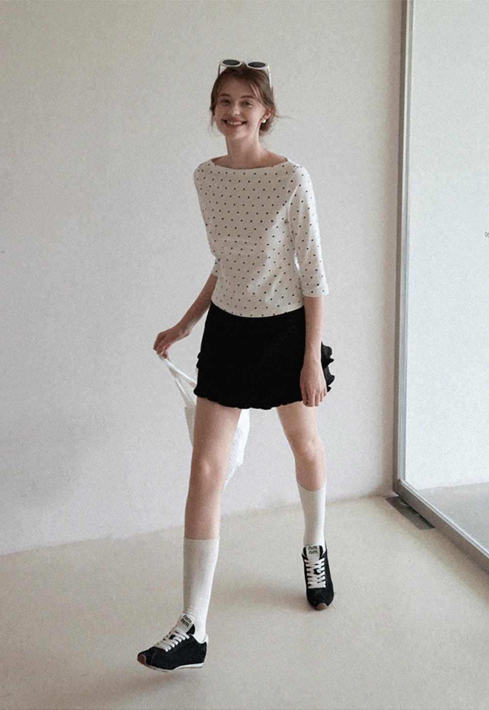 Women's Polka Dot 3/4 Sleeve Top