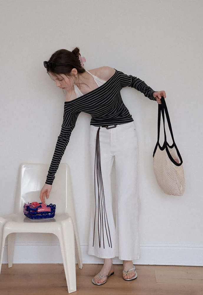 Striped Off Shoulder Top & Halter Cami