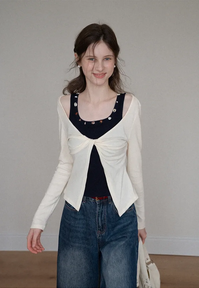 Shell‑Trim Twist Layered Top