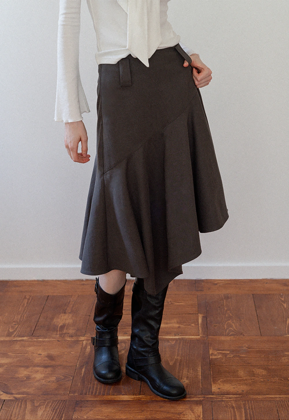 Women's Asymmetrical A-Line Midi Skirt