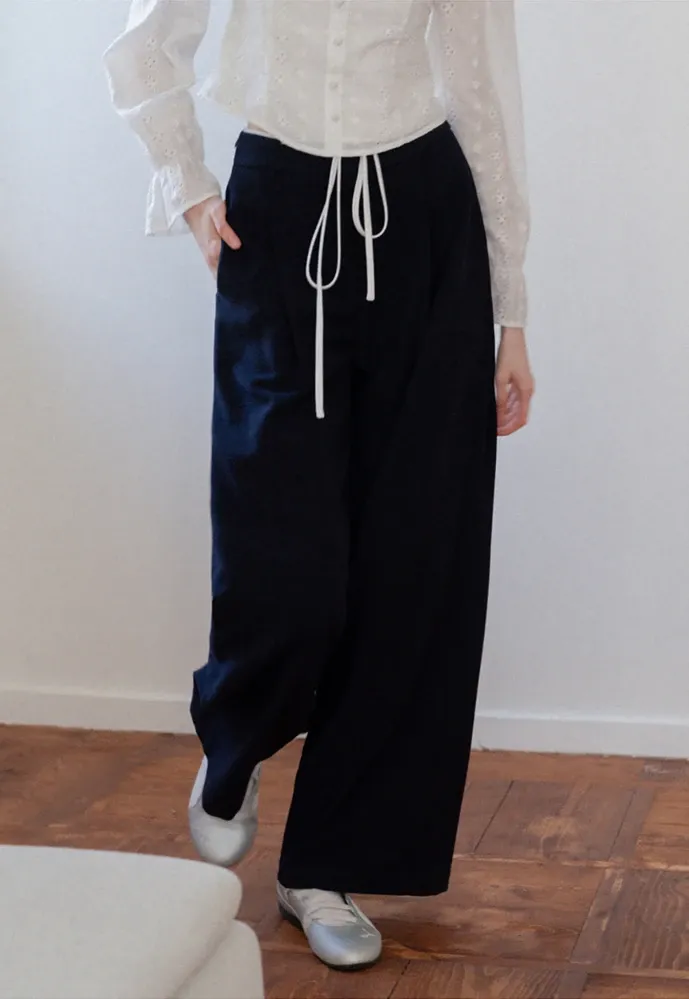 Drawstring Wide-Leg Pants