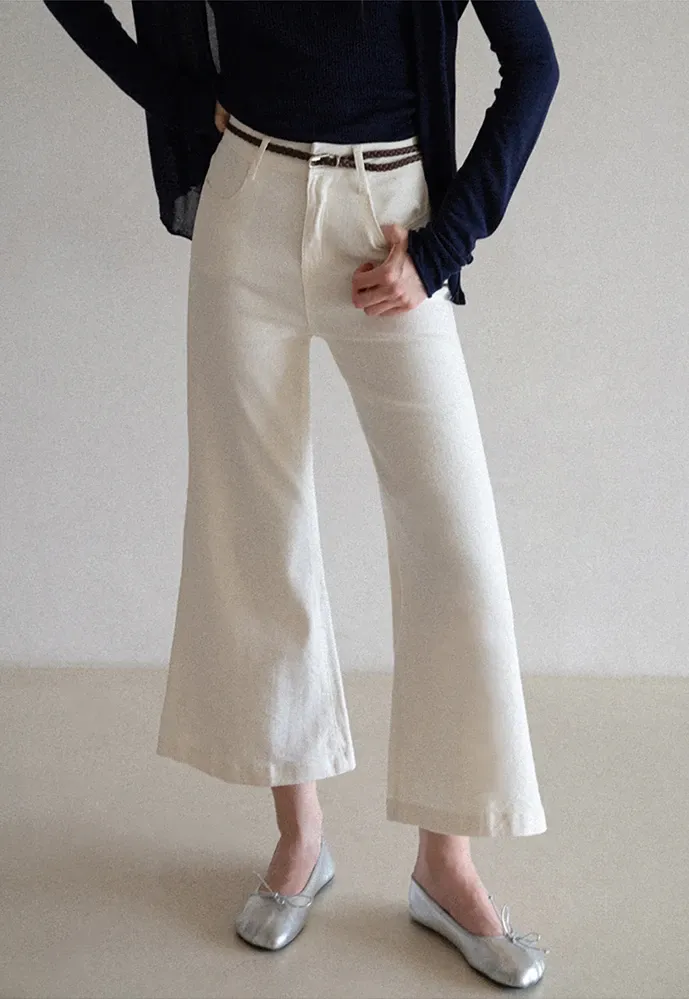 Braided-Belt Flared Jeans with Scarf Tie