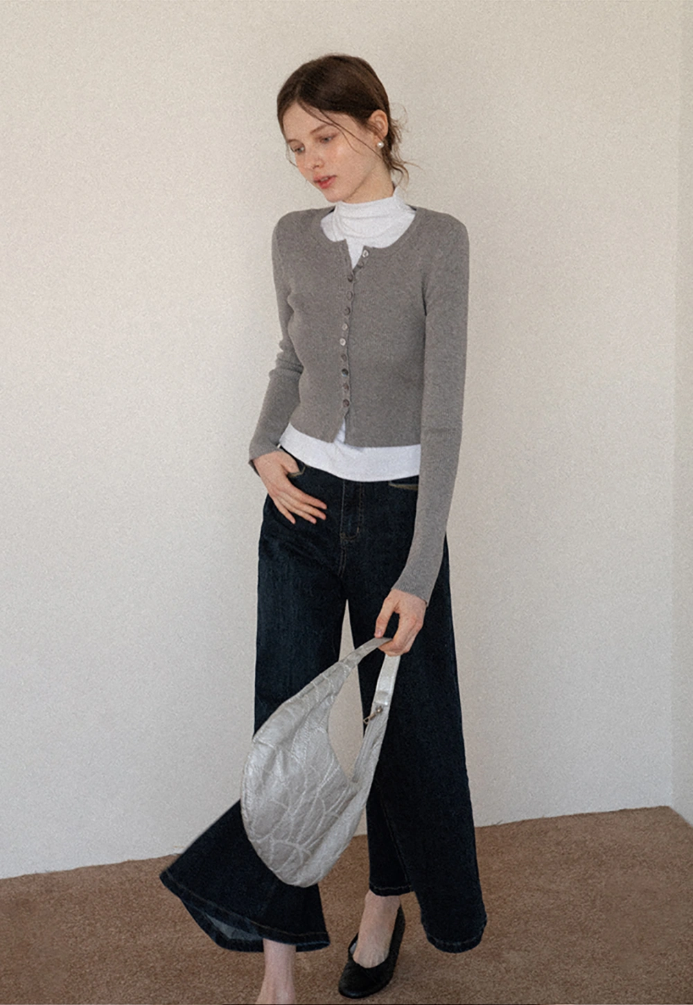 Women's Ribbed Cropped Cardigan