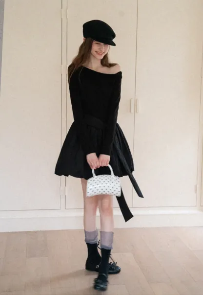 Women's Asymmetric Off-Shoulder Tie-Waist Mini Dress