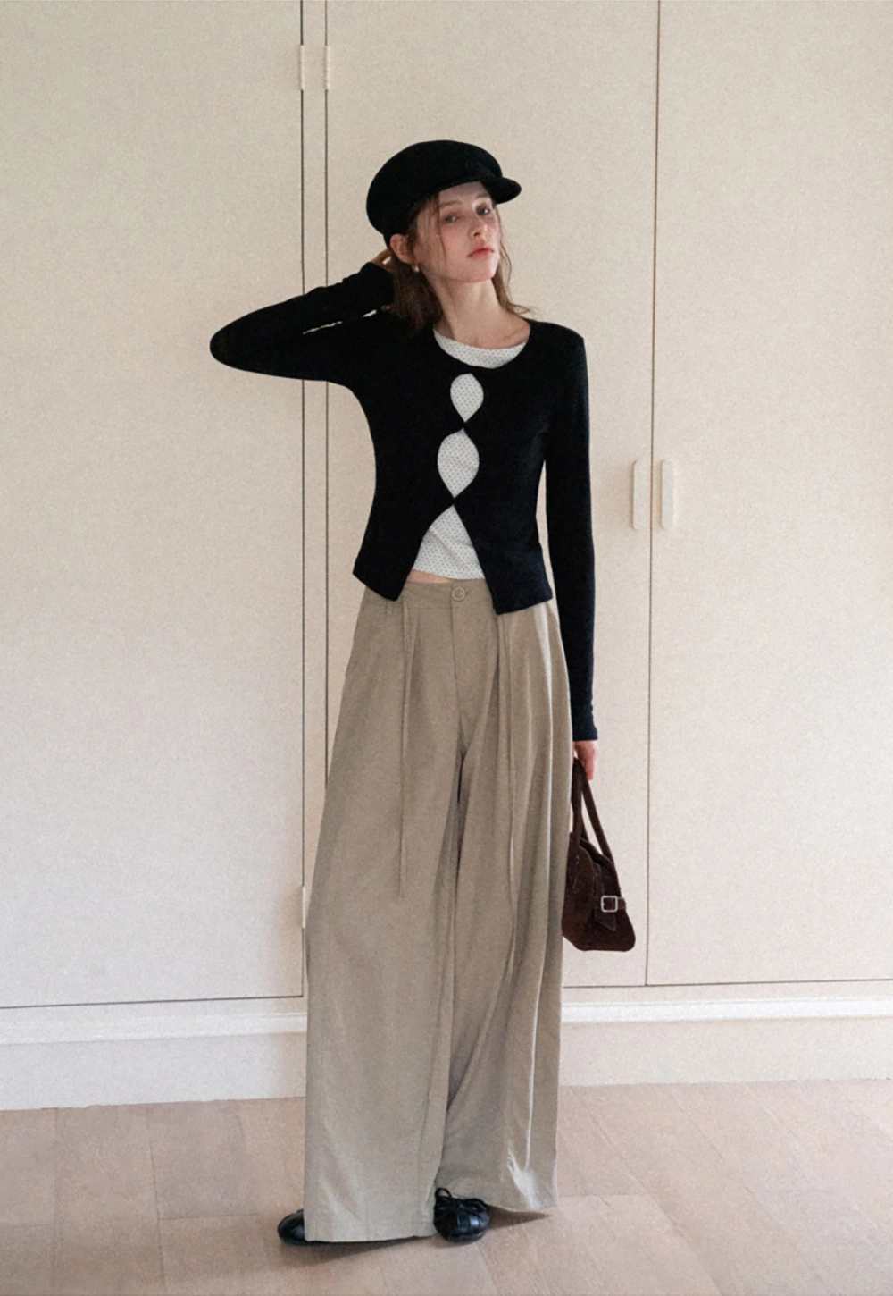 Women's Cut Out Front Long Sleeve Top