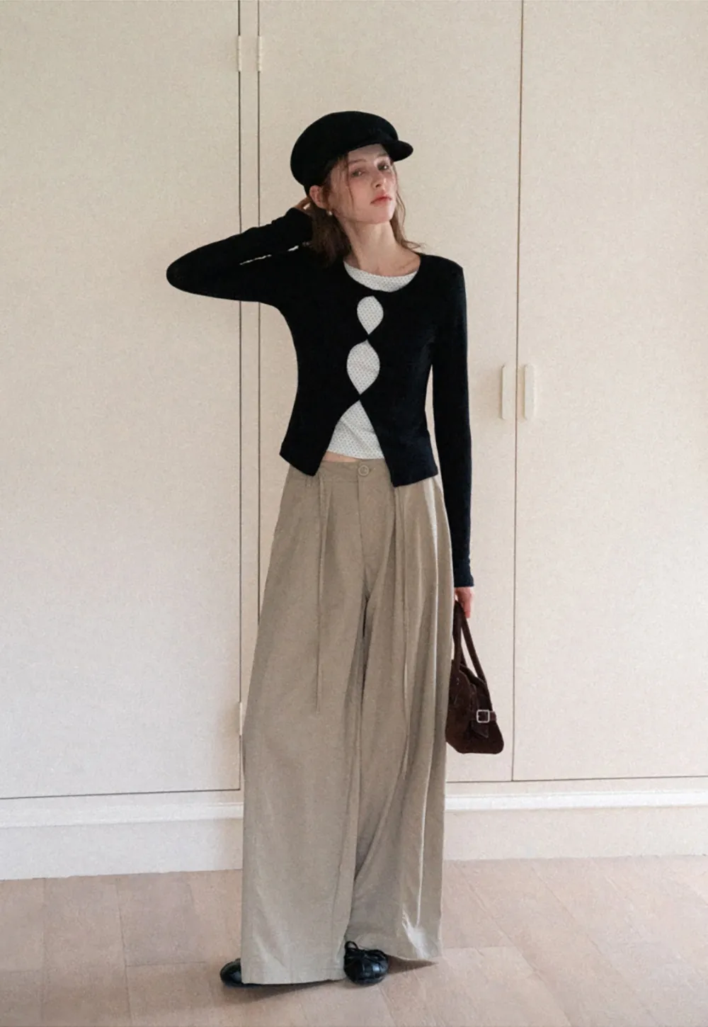 Women's Cut Out Front Long Sleeve Top