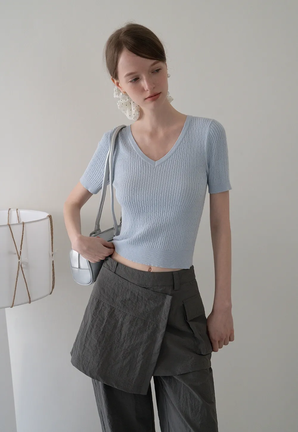 V-Neck Ribbed Knit Top