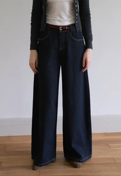 High Waist Wide Leg Jeans for Women Loose Fit Denim Pants