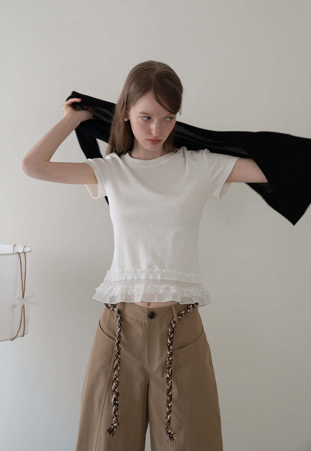 Lace Trim Fitted T-Shirt