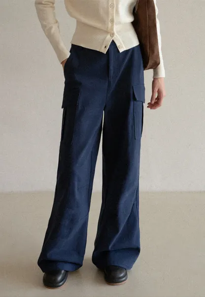 Womens Wide Leg Cargo Pants with Pockets