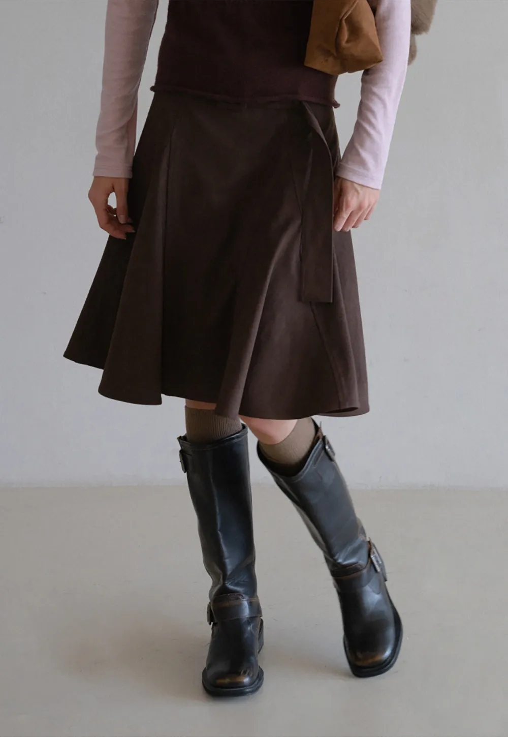 Womens Vintage Suede A-Line Skirt