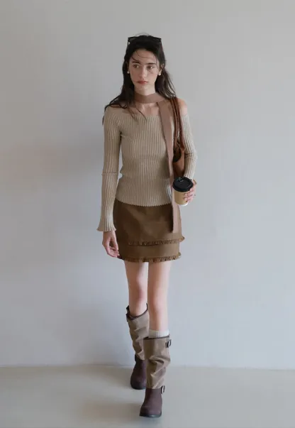 Elegant Off Shoulder Knit Top